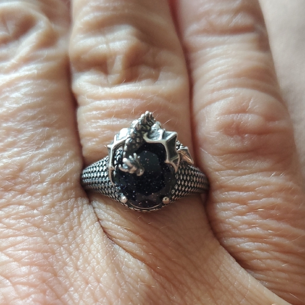STERLING SILVER DRAGON RING - Picture 2 of 7
